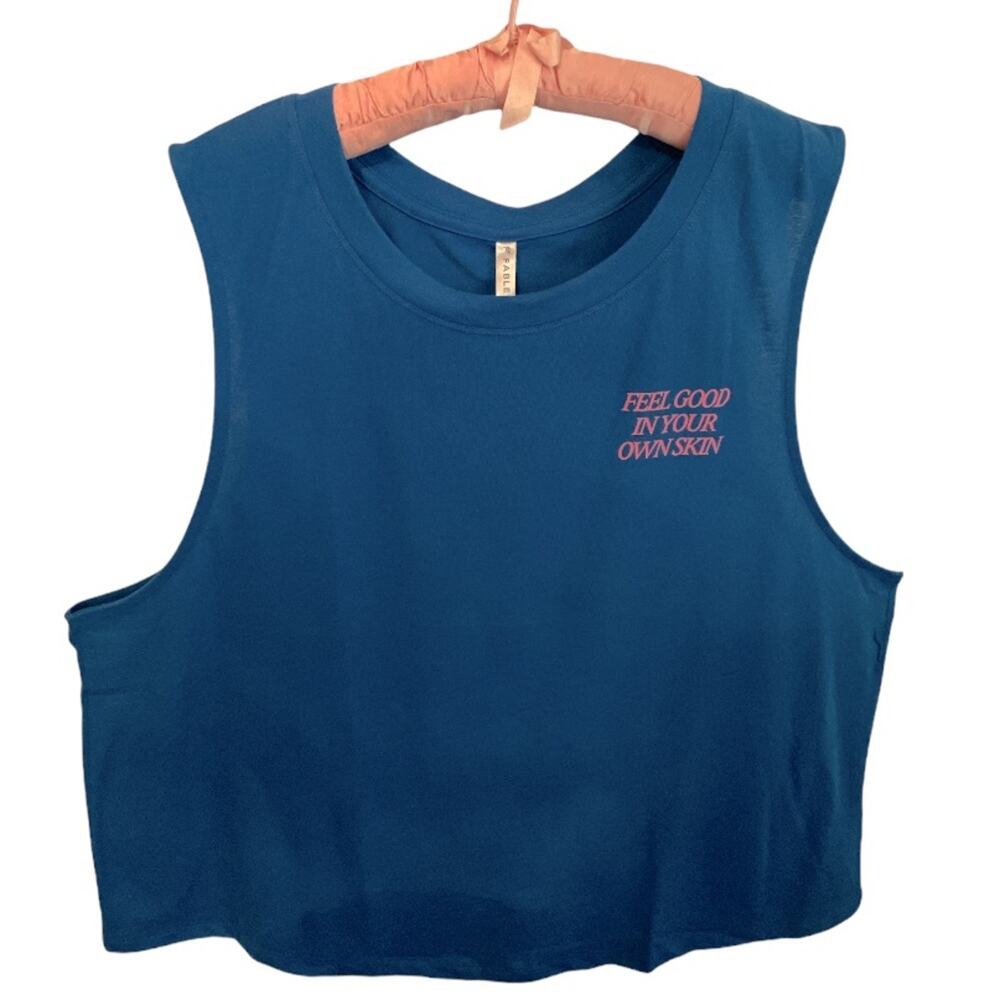 Fabletics Cropped Feel Good...Mantra Muscle Tank Electric Blue size 3X NEW